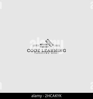 Modern design CODE LEARNING books logo design Stock Vector