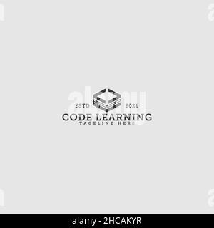 Modern design CODE LEARNING books logo design Stock Vector