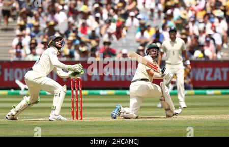 Test Pictrue Australia's Travis Head plays a shot on day four of the second cricket ...