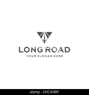 Minimalist LONG ROAD Triangle Route logo design Stock Vector