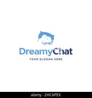 Modern Dreamy Chat Cloud Pillow Blue logo design Stock Vector