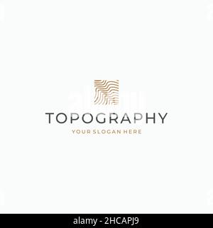 Minimalist TOPOGRAPHY Wave Abstract logo design Stock Vector