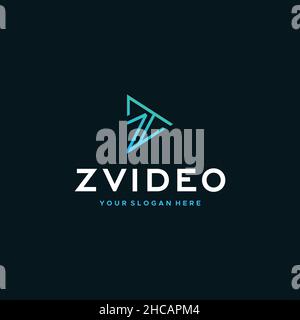 Flat Simple Letter Mark Initial ZVIDEO logo design Stock Vector