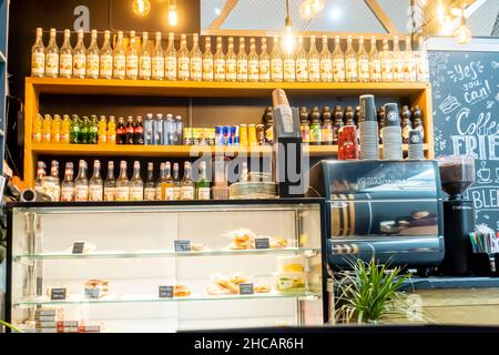 Modern Cafe Friends штышву City Shopping Gallery, republic sq 4, Shymkent, Kazakhstan Stock Photo