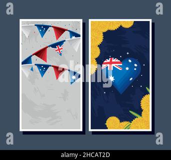 australia day vertical banners Stock Vector