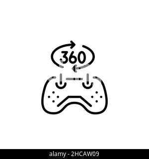 Augmented reality 360 degree gaming experience. Pixel perfect, editable stroke icon Stock Vector