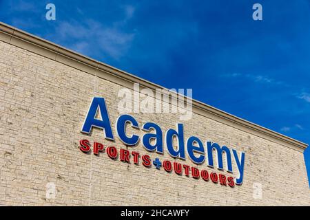 Academy Sports and Outdoors exterior front entrance and corporate logo ...