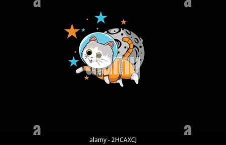astronaut cat character design monogram vector template Stock Vector