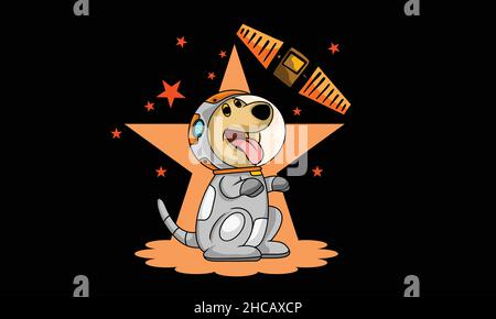 smily astronaut dog character design monogram vector template Stock Vector