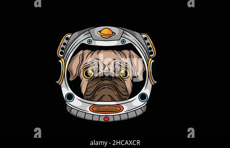 astronaut dog character design monogram vector template Stock Vector