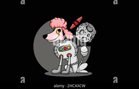 astronaut dog character design monogram vector template Stock Vector