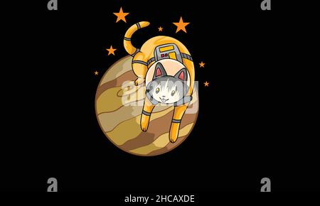astronaut cat character design monogram vector template Stock Vector