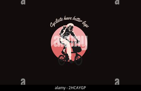 cyclist have better legs man riding bicycle t-shirt monogram text vector template Stock Vector