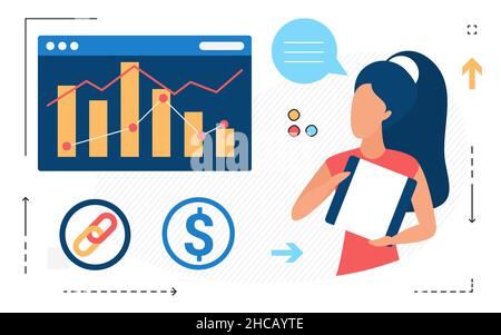 Screening online financial stock market data forecast. Economic trading investment analysis evolution Stock Vector