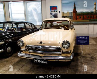 Moscow, Russia - December 16 2021: Retro car GAZ-21 in film studio Mosfilm museum. Stock Photo