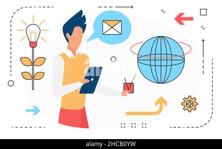 Global internet network technology connection access. Performant web communication service provider Stock Vector