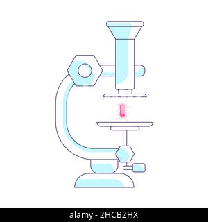 Microscope pharmaceutical instrument for microbiology magnifying tool. Science, chemistry and exploration symbol. Flat Art Vector Illustration Stock Vector