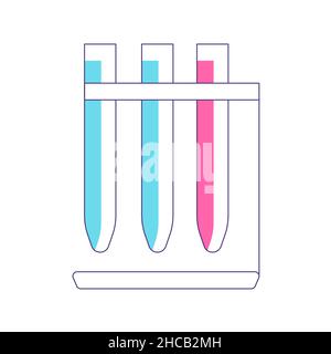 Rack with chemical test tubes. Science, chemistry and exploration symbol. Flat Art Vector Illustration Stock Vector