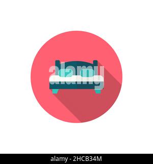 Bed icon , Vector flat long shadow design. Stock Vector