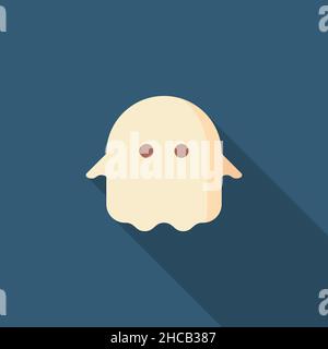 Halloween ghost vector icon symbol, flat design, long shadow Stock Vector