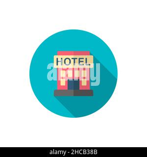 Hotel vector icon business, flat design, long shadow Stock Vector