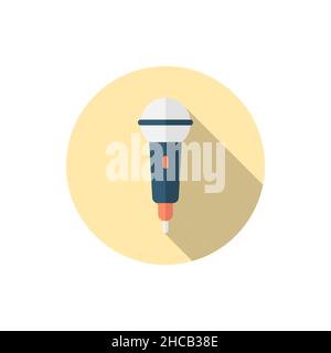 Microphone vector icon, flat design, long shadow Stock Vector