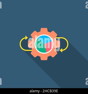 Data analysis for business vector icon, flat design, long shadow Stock Vector
