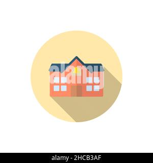 School vector icon education, flat design, long shadow Stock Vector