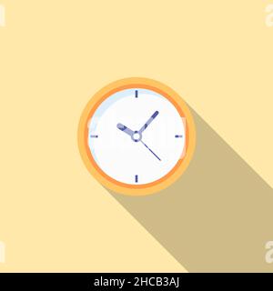 Clock vector icon symbol, flat design, long shadow Stock Vector