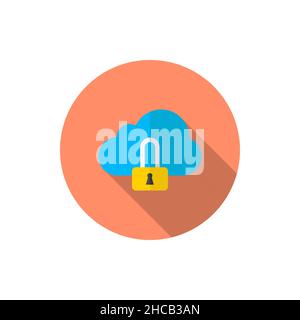 Cloud security vector icon, flat design, long shadow Stock Vector
