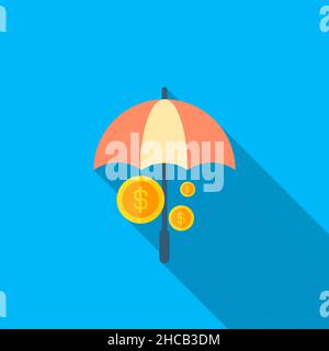 Wealth protection vector icon, flat design, long shadow Stock Vector