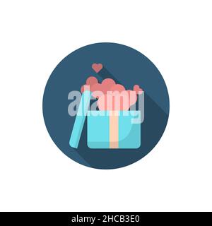 Valentine's day gift love, flat design, long shadow Stock Vector