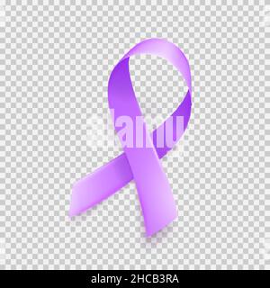 Realistic purple ribbon symbol of World Epilepsy day. March 26. Vector illustration. Stock Vector