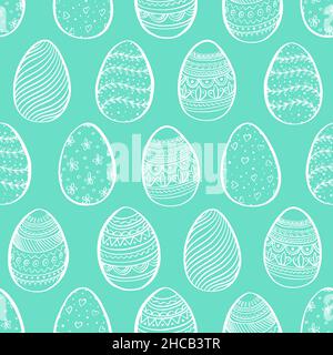 Seamless background for happy Easter. Decorative easter eggs with pattern. Vector illustration. Stock Vector