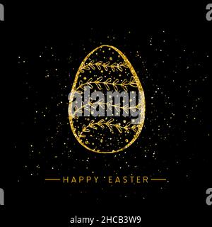 Happy Easter banner background template with beautiful golden egg. Vector illustration. Stock Vector
