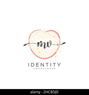 MV Handwriting logo vector art of initial signature, wedding, fashion, jewerly, boutique, floral and botanical with creative template for any company Stock Vector