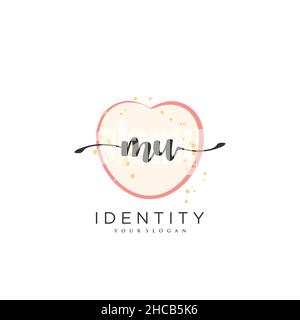 MU Handwriting logo vector art of initial signature, wedding, fashion, jewerly, boutique, floral and botanical with creative template for any company Stock Vector