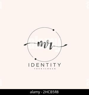 MR Handwriting logo vector art of initial signature, wedding, fashion, jewerly, boutique, floral and botanical with creative template for any company Stock Vector