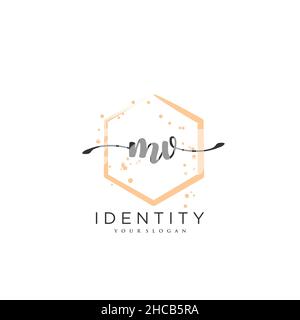 MV Handwriting logo vector art of initial signature, wedding, fashion, jewerly, boutique, floral and botanical with creative template for any company Stock Vector