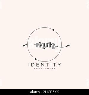 MM Handwriting logo vector art of initial signature, wedding, fashion, jewerly, boutique, floral and botanical with creative template for any company Stock Vector