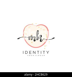 MK Handwriting logo vector art of initial signature, wedding, fashion, jewerly, boutique, floral and botanical with creative template for any company Stock Vector