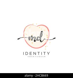MD Handwriting logo vector art of initial signature, wedding, fashion, jewerly, boutique, floral and botanical with creative template for any company Stock Vector