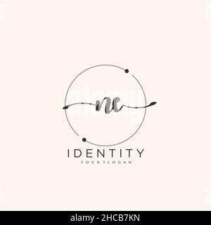 NE Handwriting logo vector art of initial signature, wedding, fashion, jewerly, boutique, floral and botanical with creative template for any company Stock Vector