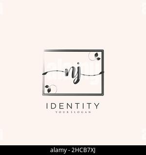 NJ Handwriting logo vector art of initial signature, wedding, fashion, jewerly, boutique, floral and botanical with creative template for any company Stock Vector