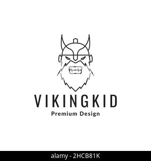 line face man beard viking angry logo design vector graphic symbol icon sign illustration creative idea Stock Vector
