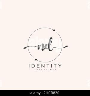 ND Handwriting logo vector art of initial signature, wedding, fashion, jewerly, boutique, floral and botanical with creative template for any company Stock Vector