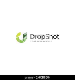Modern Colorful Lens Camera Drop Shot Logo design Stock Vector