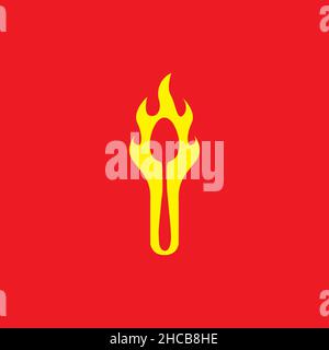 spoon with fire logo design vector graphic symbol icon sign illustration creative idea Stock Vector