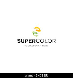 Modern Letter Mark Initial SUPER COLOR Logo design Stock Vector