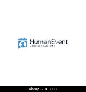 Minimalist Human Event notepad People logo design Stock Vector